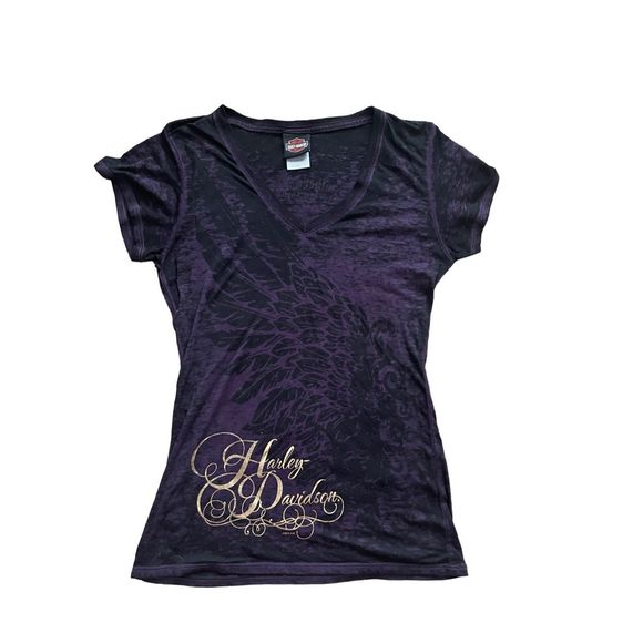 ‘14 Harley Davison’s purple winged distressed tshirt - Picture 1 of 6